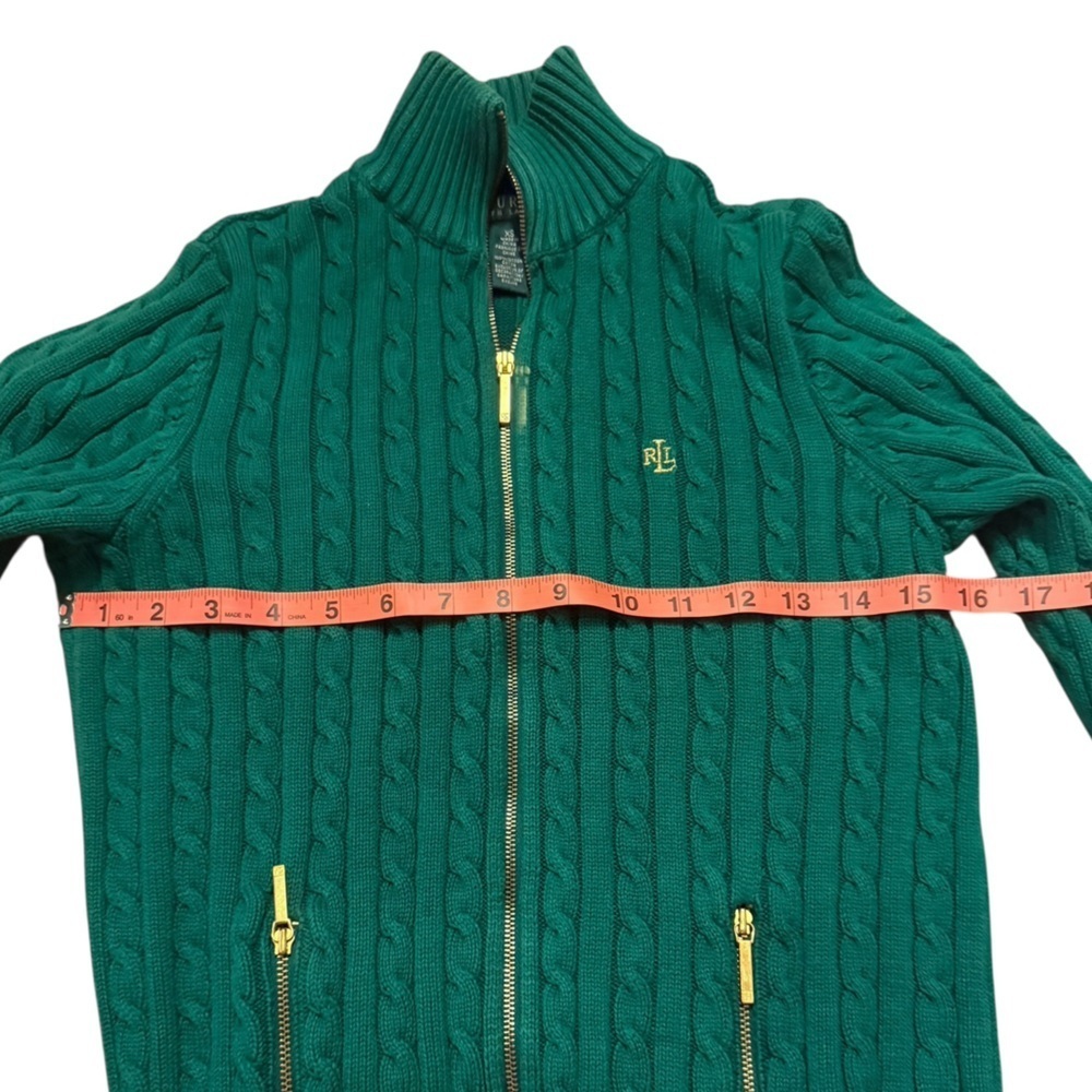Ralph Lauren | cable knit mock neck full zip cardigan XS - Picture 8 of 11